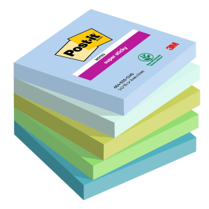 Post-it Super Sticky 654-5SS-OAS - Blocchi - 76 x 76 mm - 450 fogli (5 x 90) - blu, verde